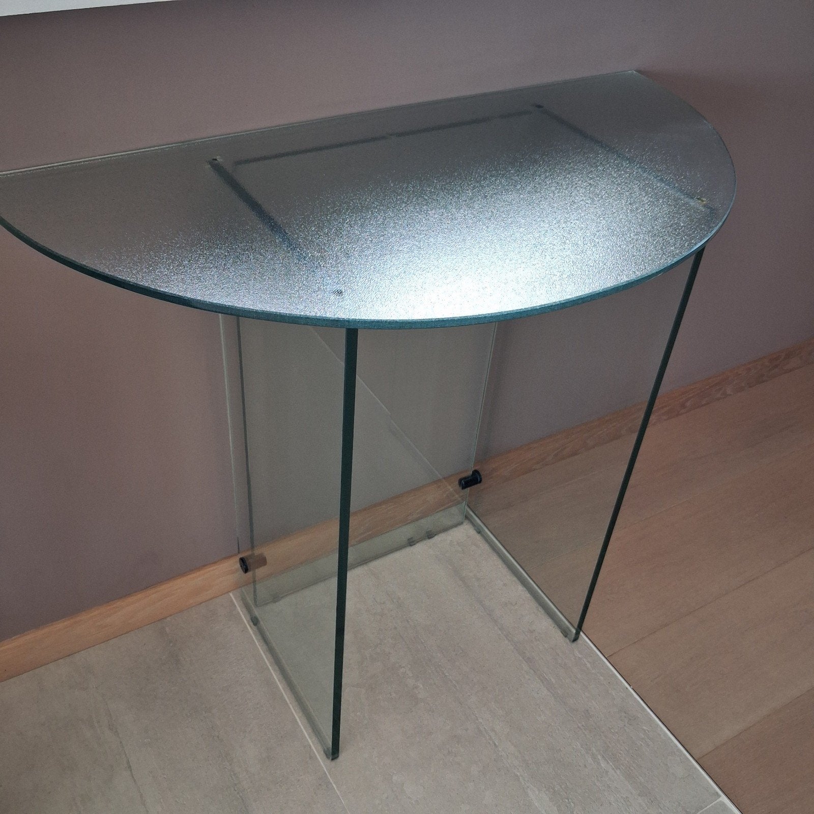 Console murale demi-lune en verre trempé - Style minimaliste, Enlèvement, Verre