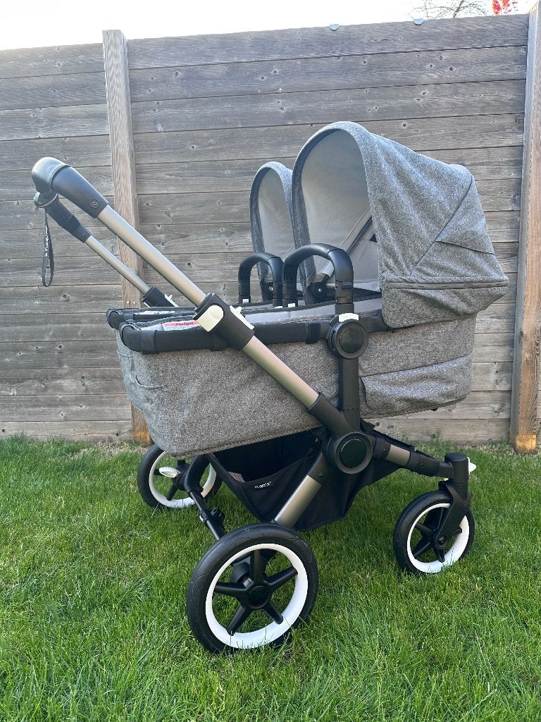 Bugaboo Donkey 5 Twin - Grijs + 2x Maxi Cosi Pebble 360, Ophalen, Gebruikt, Bugaboo, Combiwagen