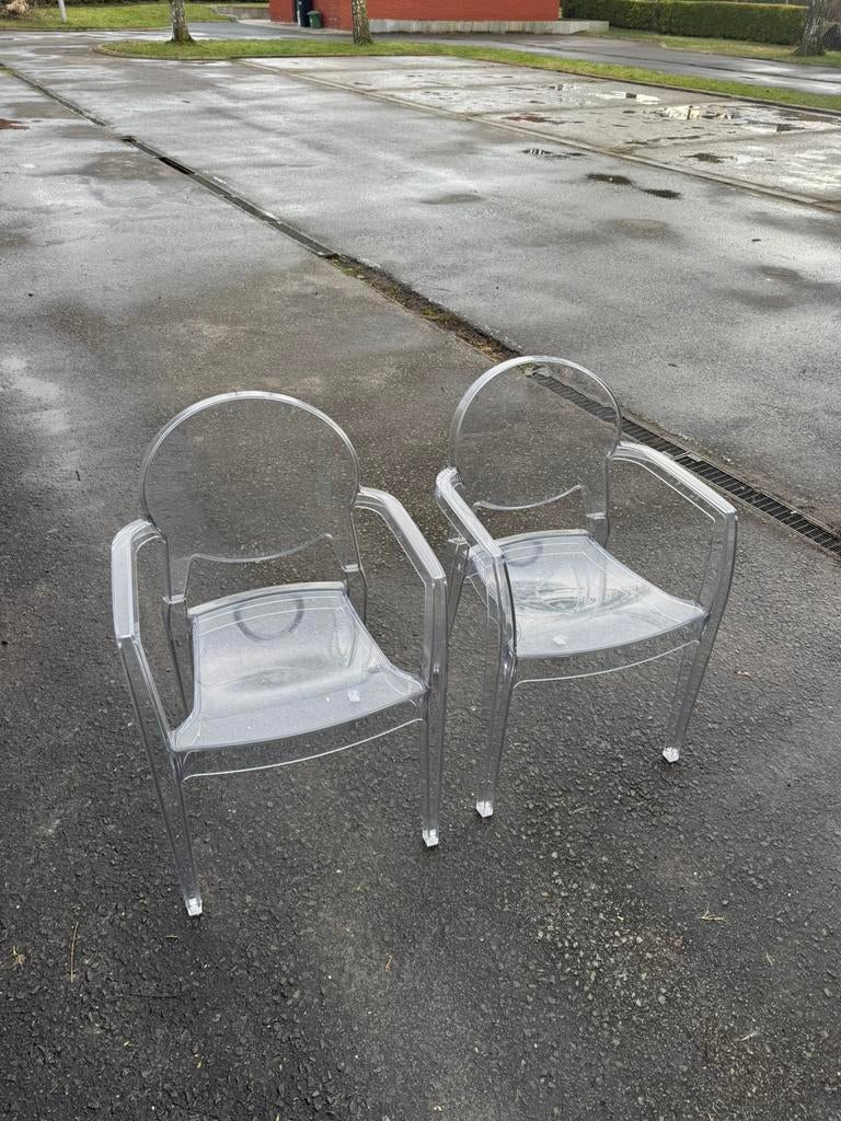 2 transparante stoelen voor de woonkamer in goede staat, Ophalen, Overige materialen, Twee, Overige kleuren