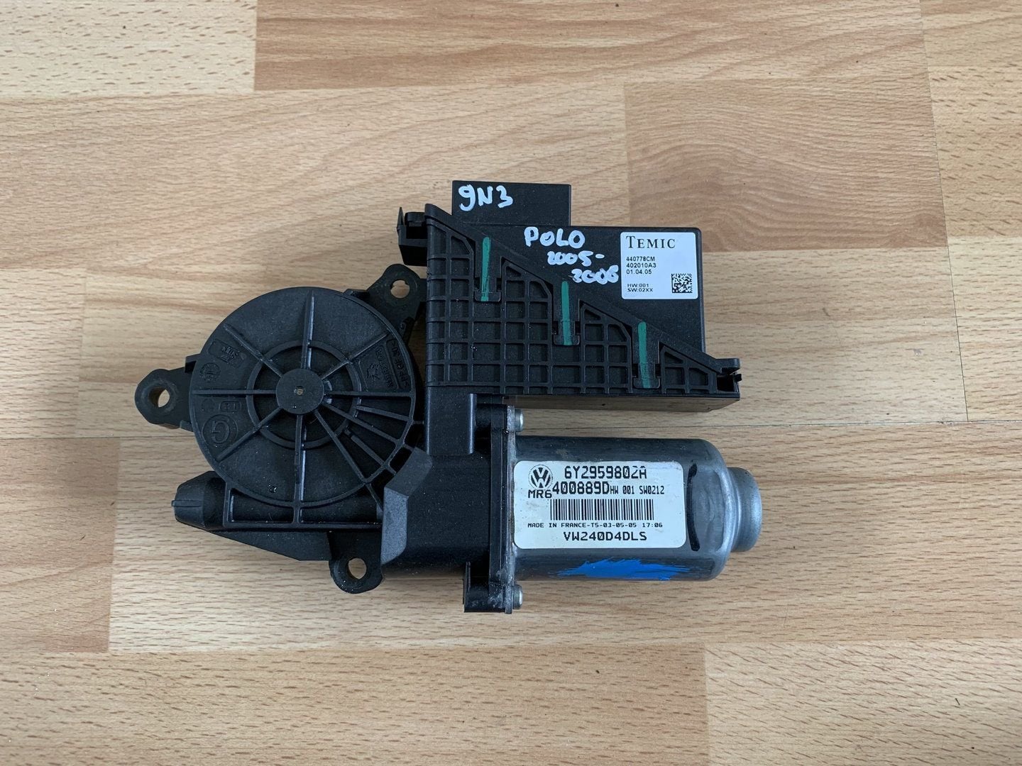 raammotor links volkswagen polo 9N3 2005 tot 2009 6Y2959802A, Gebruikt, -, Volkswagen, -