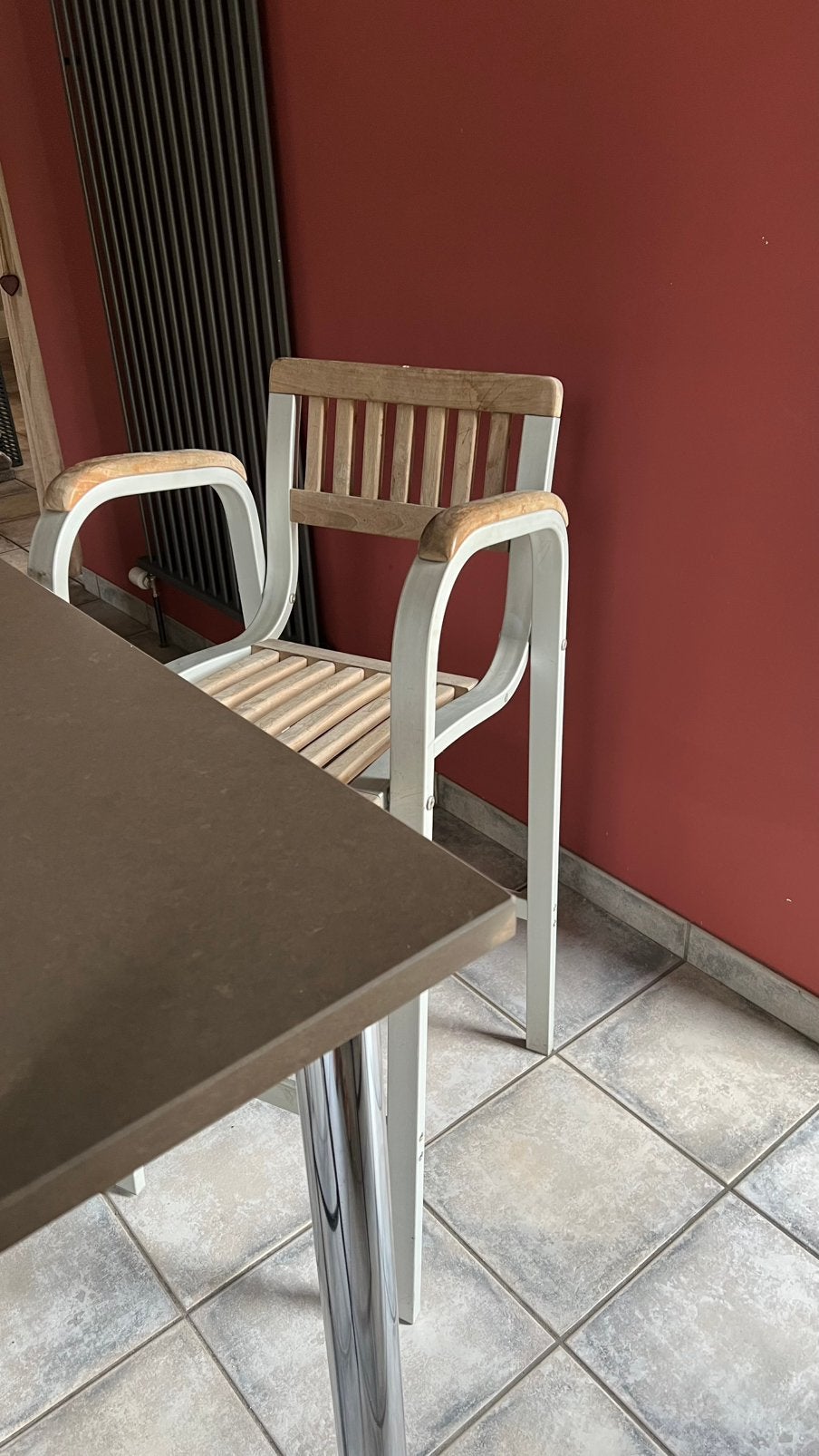 Chaise haute Teak et alu, Enlèvement, Comme neuf