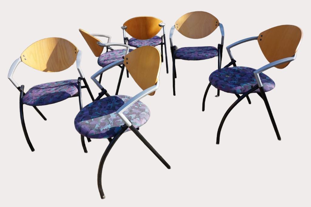 6 x Vintage stoelen, moeten opnieuw bekleed, Maison & Meubles, Chaises, Tissus, Enlèvement, Noir, Cinq, Six Chaises ou plus