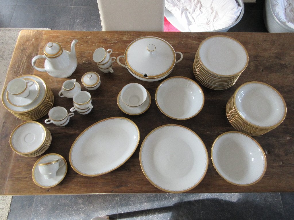 Oud servies porselein vintage J. KRONESTER Bavaria verguld, Ophalen