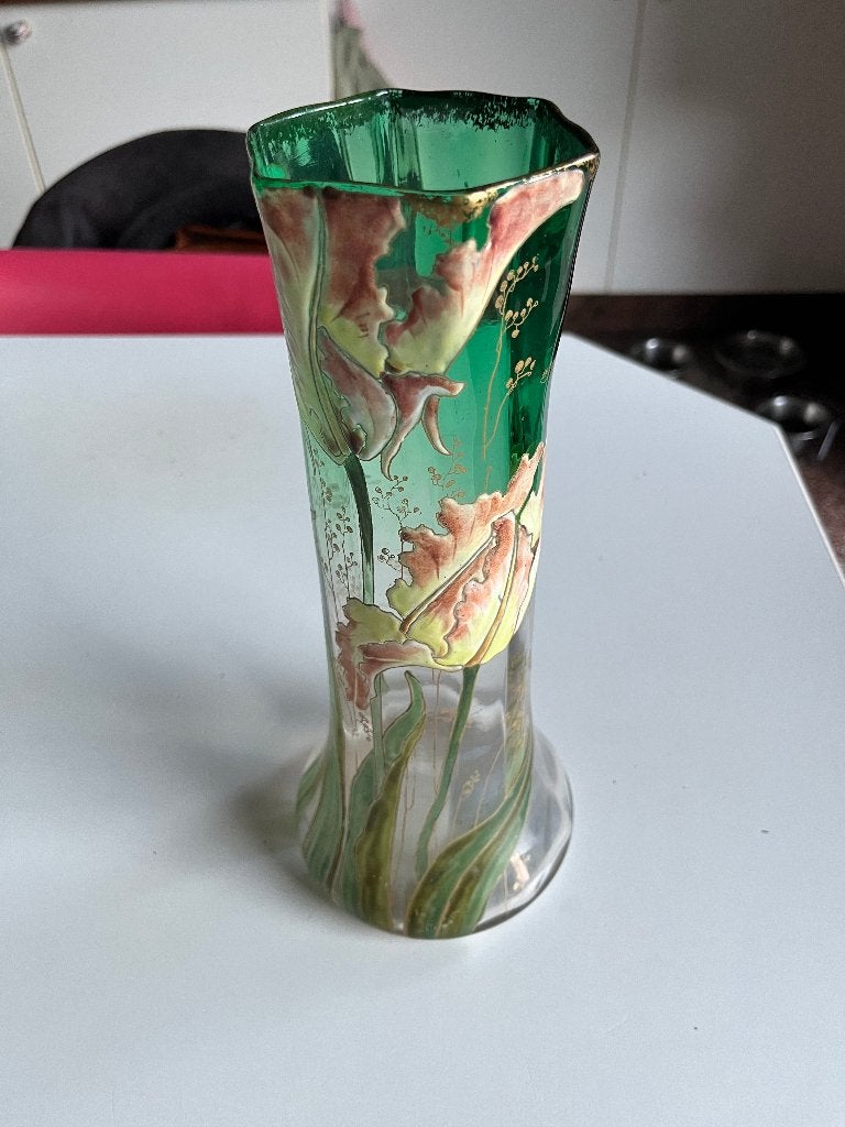 vase LEGRAS  fontainebleau décor émaillé aux tulipes, Enlèvement