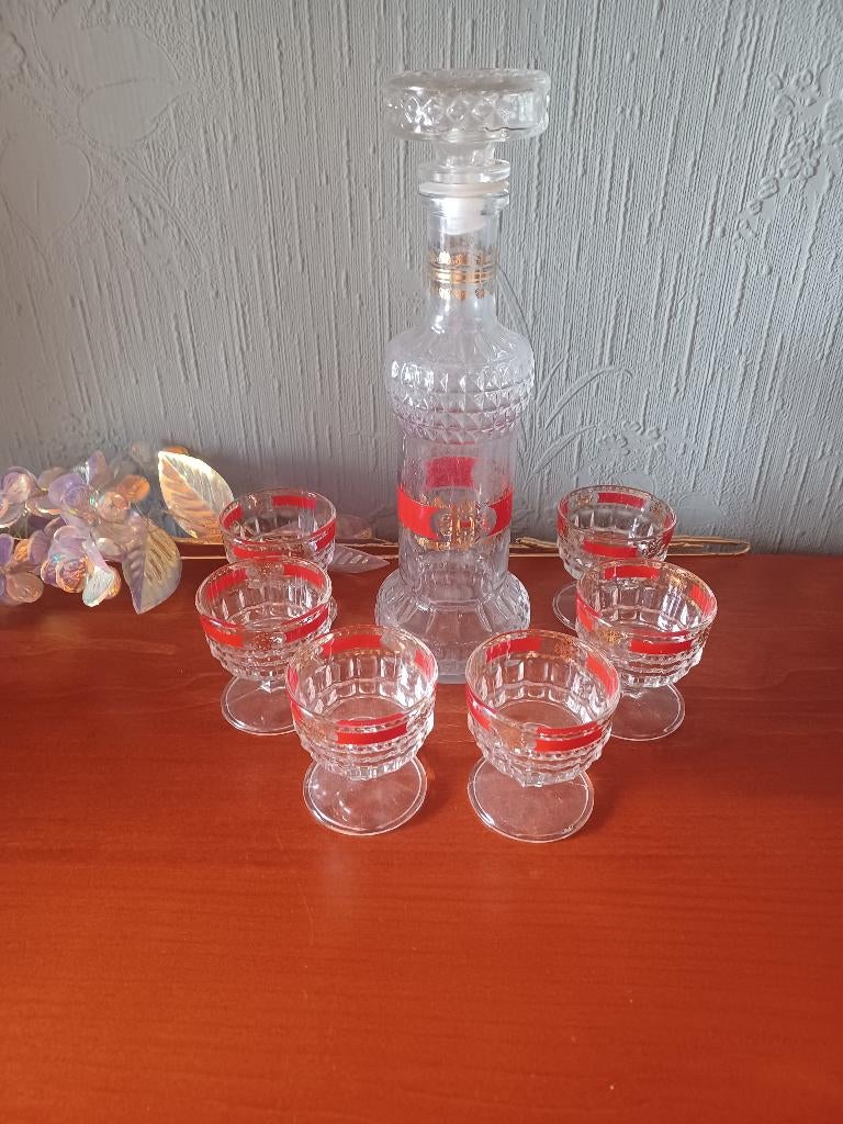 Vintage karaf met glaasjes, likeurset, Ophalen