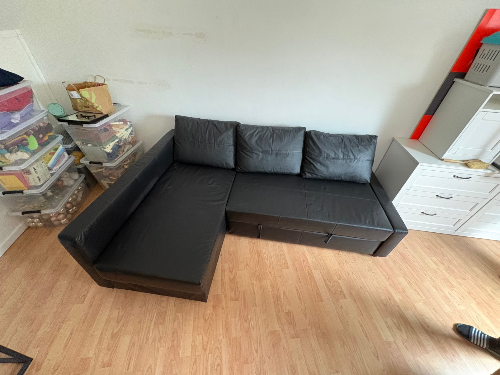 Slaapbank van leer, Ophalen, Gebruikt, Leer