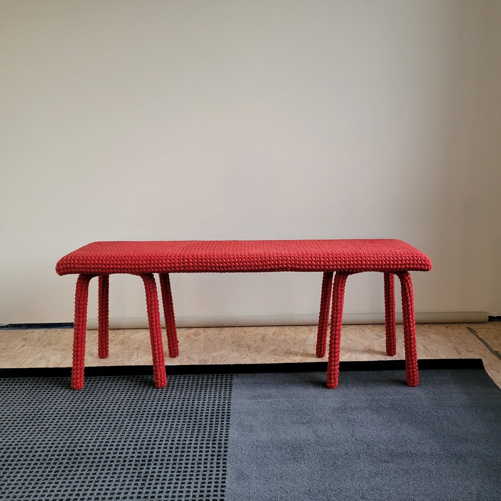 design bankje 150×40×50 cm rood katoen hand gemaakt, Ophalen