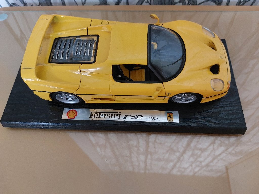 Miniatuur Ferrari F50 1/18e geel 1995, Ophalen of Verzenden, Zo goed als nieuw, Auto