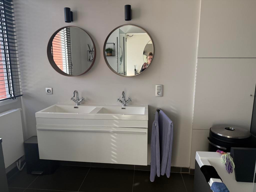 Badkamermeubel met dubbele wastafel 1m20 – complete set, Huis en Inrichting, Ophalen, Zo goed als nieuw