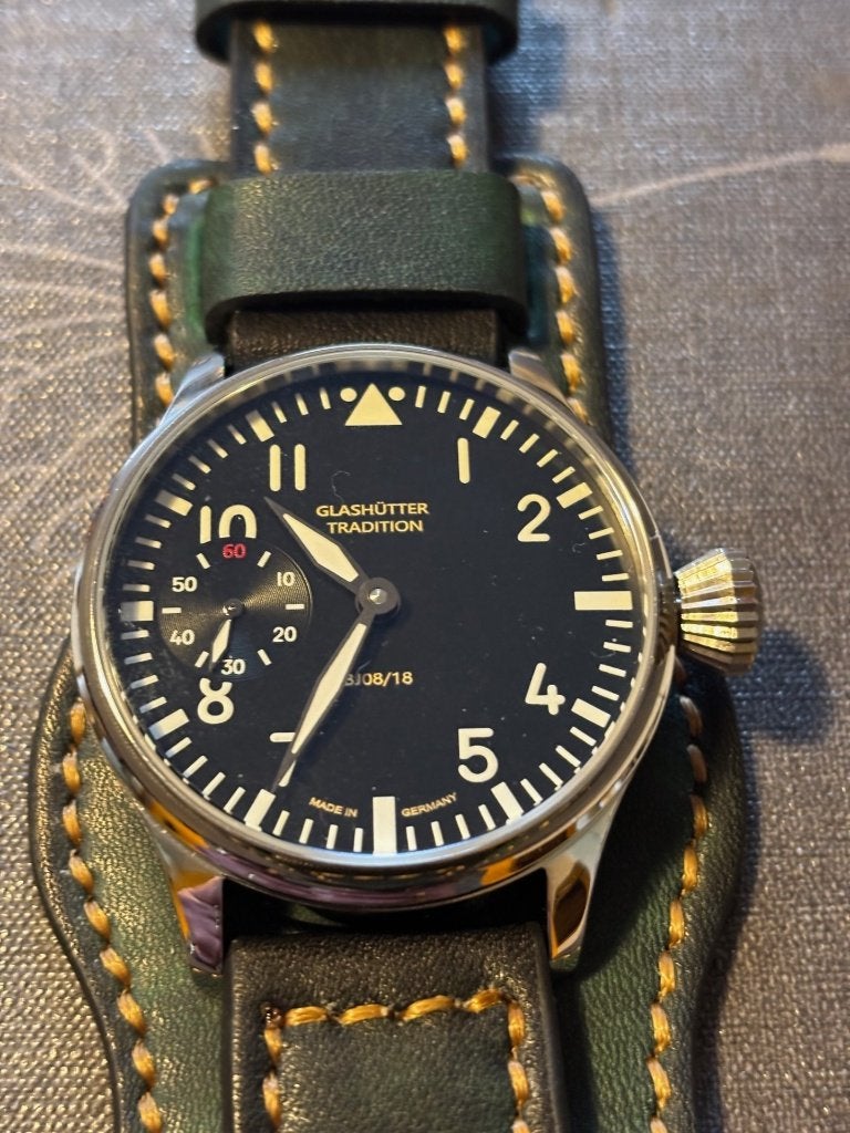 Glashütter Tradition Aviator Convert  une pièce NOS de 2017, Handtassen en Accessoires, Horloges | Heren, Leer, Staal, Polshorloge