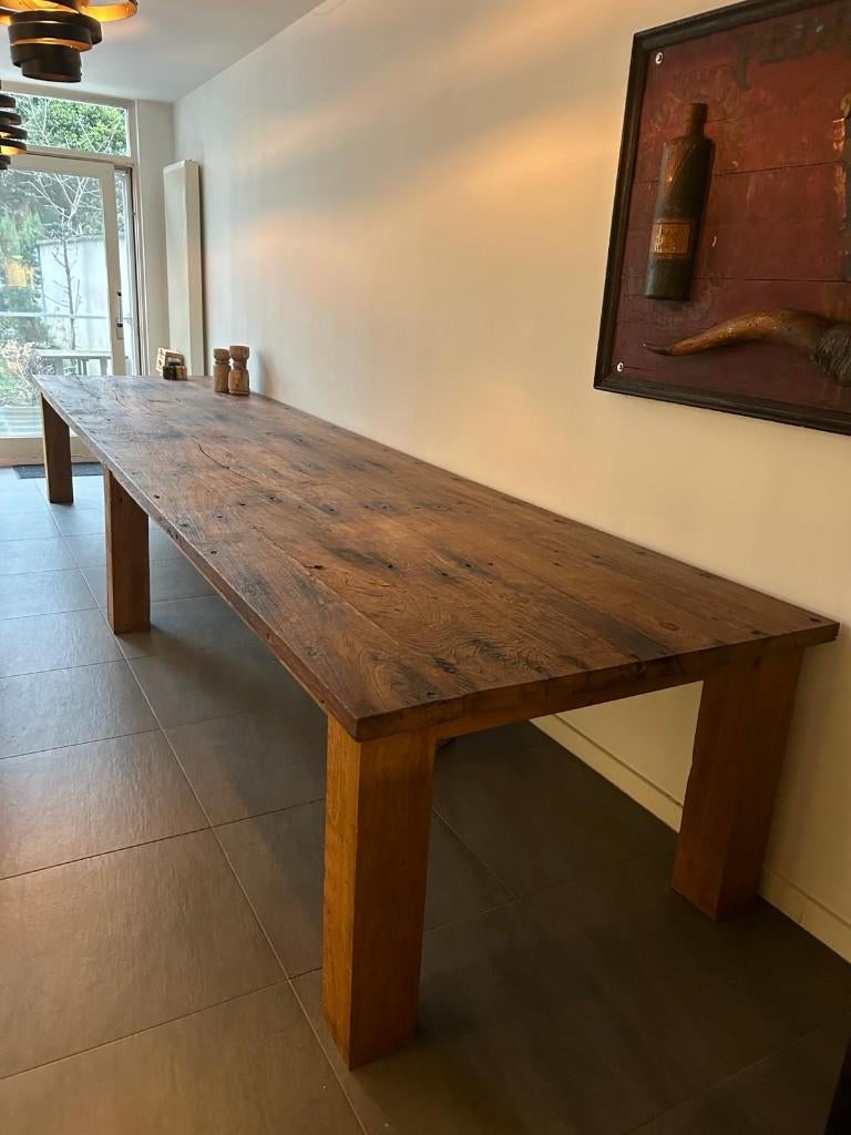 Grote tafel van Indonesisch hardhout, Ophalen, 100 tot 150 cm, Teakhout, 200 cm of meer