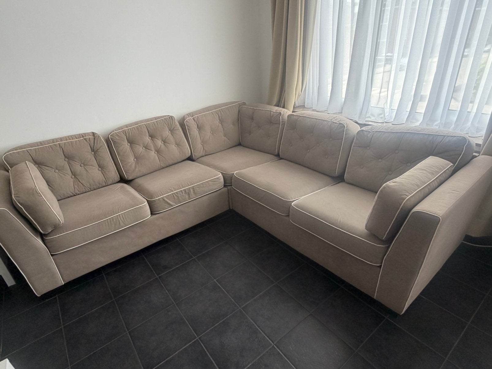 Fauteuil d'angle taupe, Enlèvement, Utilisé, Tissus