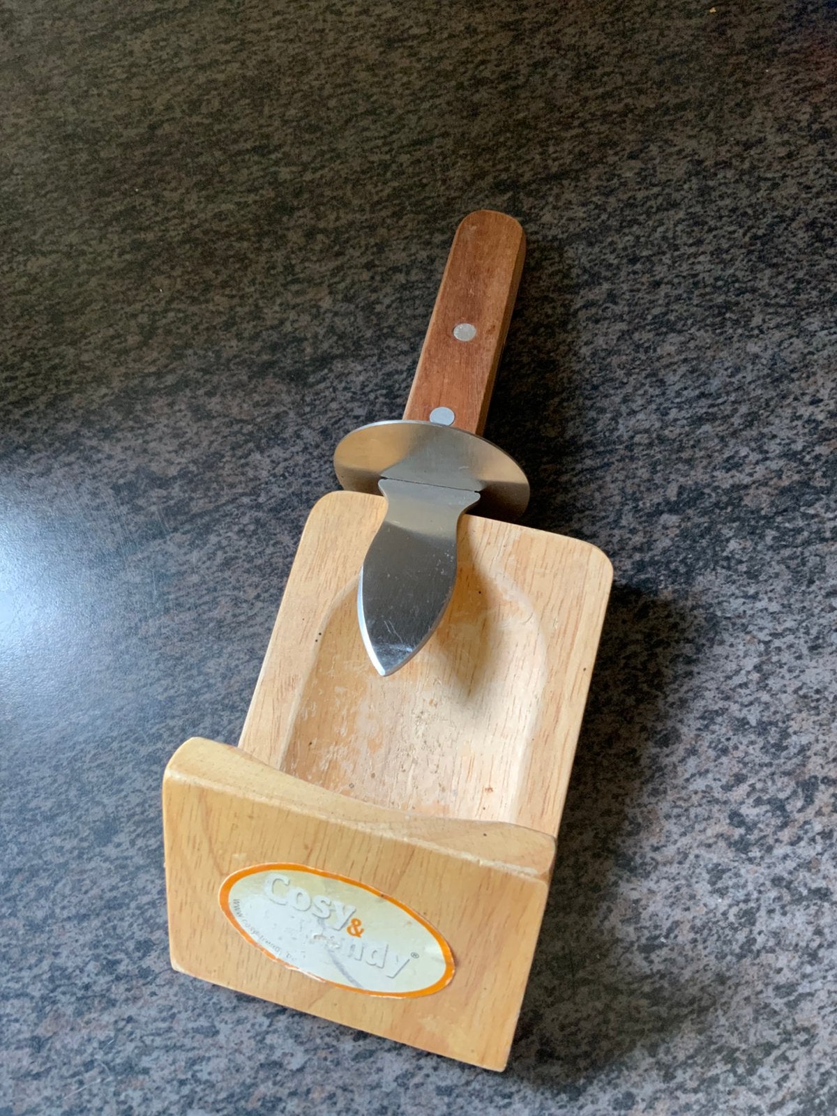 Oestermes, oesterhouder, Huis en Inrichting, Keuken | Bestek, Ophalen, Zo goed als nieuw, Overige merken, Hout