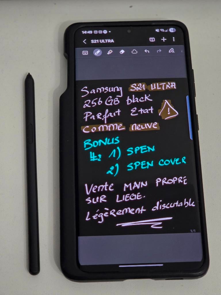 SAMSUNG S21 ULTRA COMME NEUF + SPEN & SPEN COVER OFFERTS, Telecommunicatie, Mobiele telefoons | Samsung, Ophalen, Zwart, Touchscreen