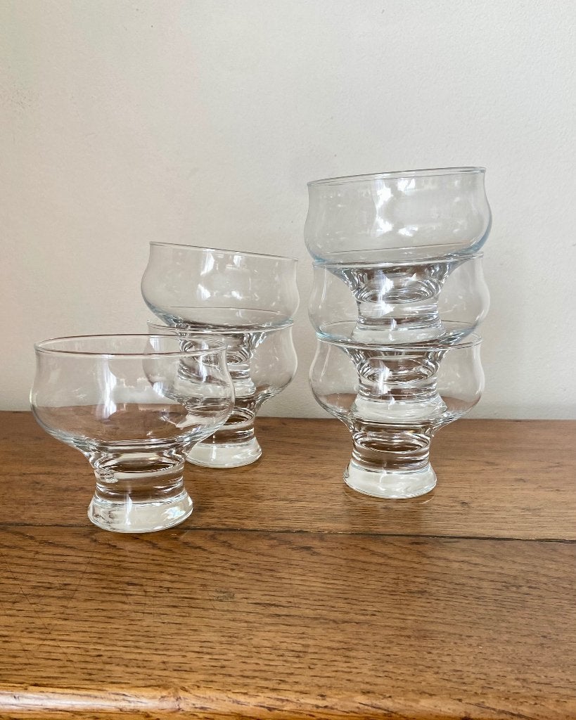 Lot de 6 coupes à glace/dessert Vintage - Durobor Eva, Maison & Meubles, Enlèvement ou Envoi, Vintage, Comme neuf, Verre