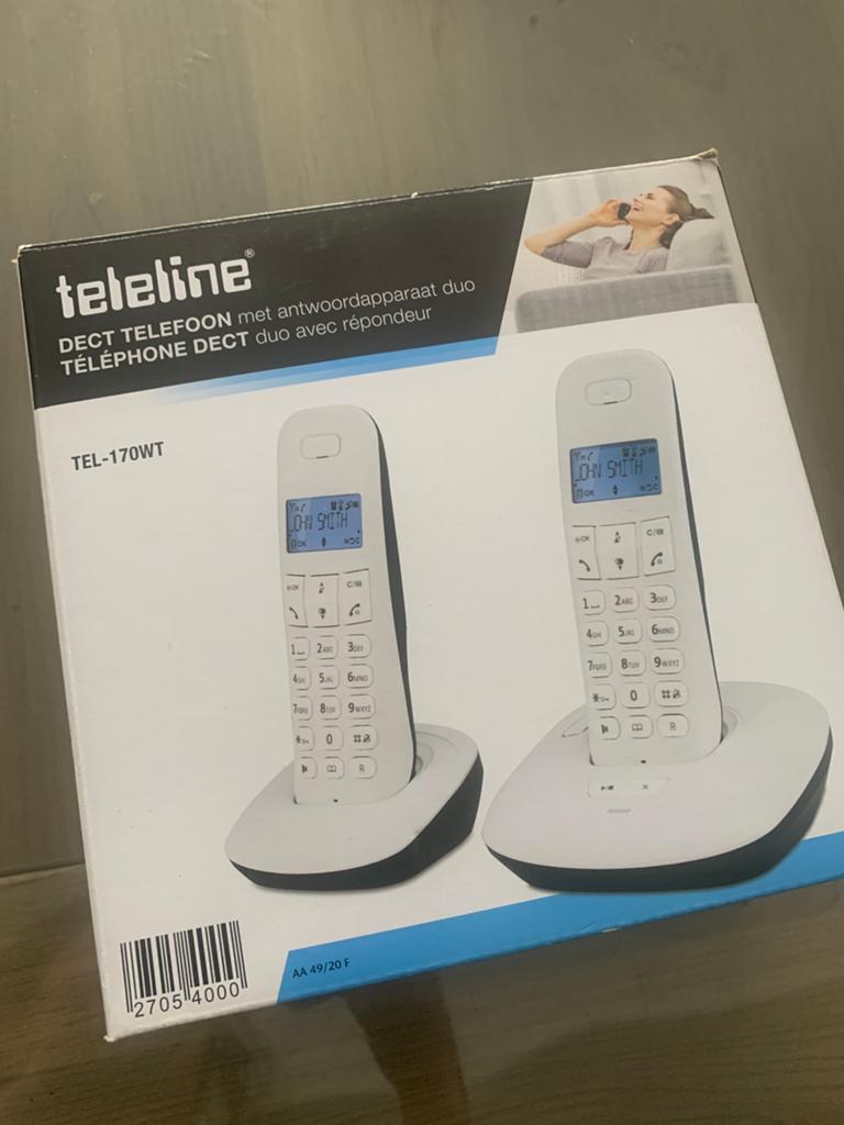 Teleline TEL-170WT - DECT telefoon met antwoordapparaat, Ophalen, Nieuw, 2 handsets