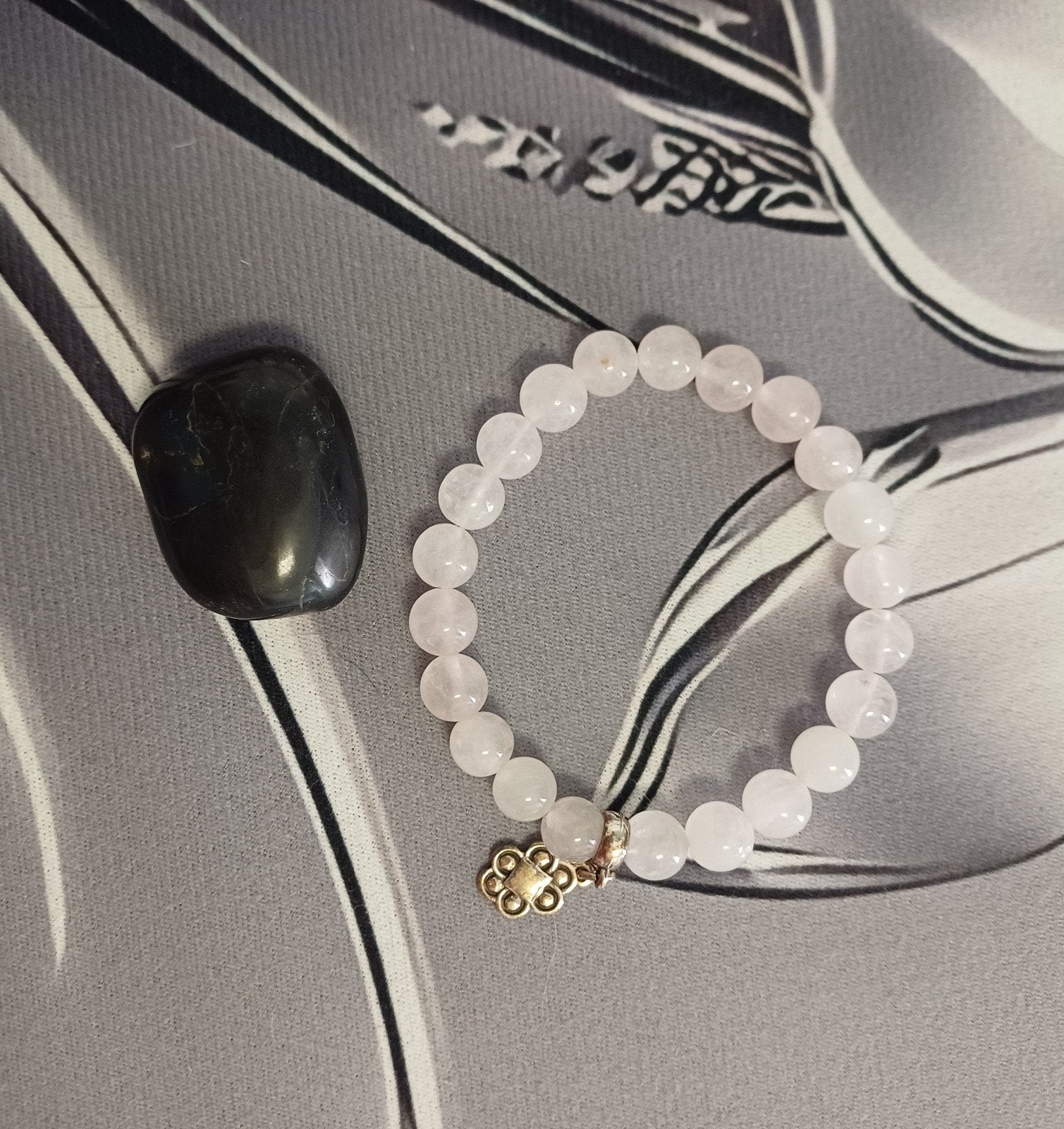 bracelet en quartz rose et une pierre naturelle, Ophalen, Overige materialen