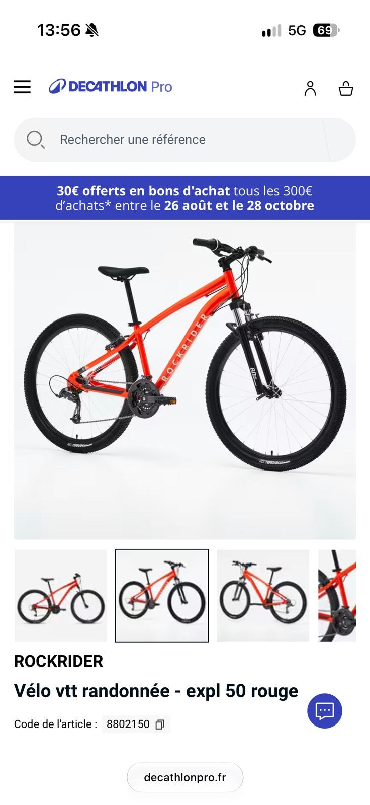 Vélo vtt de randonnée Rockrider - expl 50 neuf, 57 cm ou plus, Enlèvement, Neuf, Autres marques