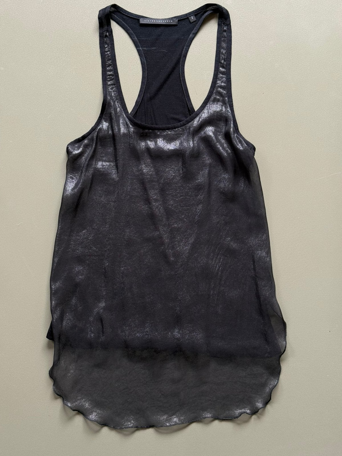 ZGAN diepzwarte top Victoria Beckham, racer back, Vêtements | Femmes, Tops, Comme neuf, Taille 36 (S), Noir, Sans manches, Envoi