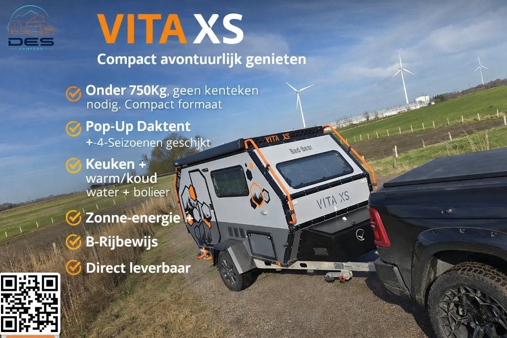 Compacte Lichte Caravan nodig?| VITA XS | DECAMP X1 |Caretta, Caravanes & Camping, Autres marques, Entreprise, 500 - 750 kg, Réfrigérateur