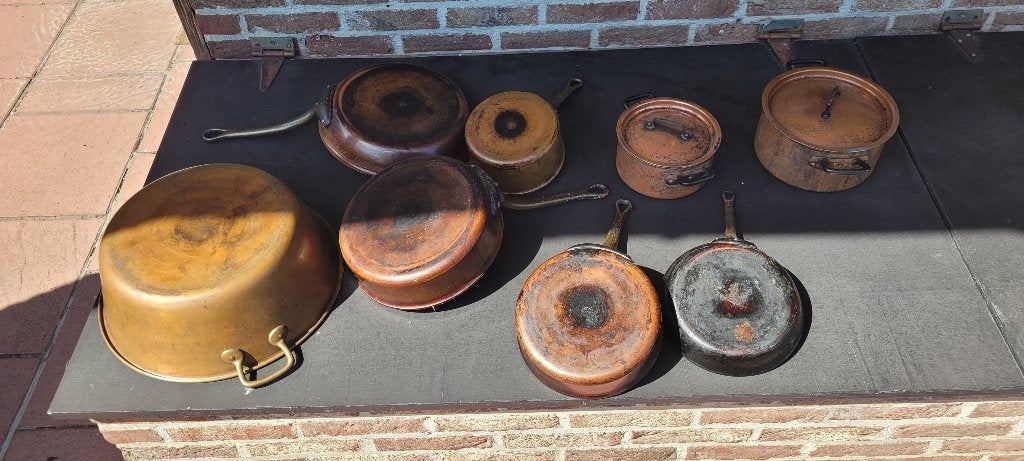 zeer zware koperen pannen (17iv288/chr), Antiek en Kunst, Ophalen of Verzenden