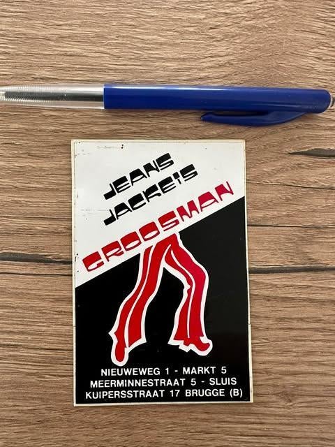 sticker klein jeans Groosman Brugge Sluis, Enlèvement ou Envoi, Comme neuf, Société ou Association