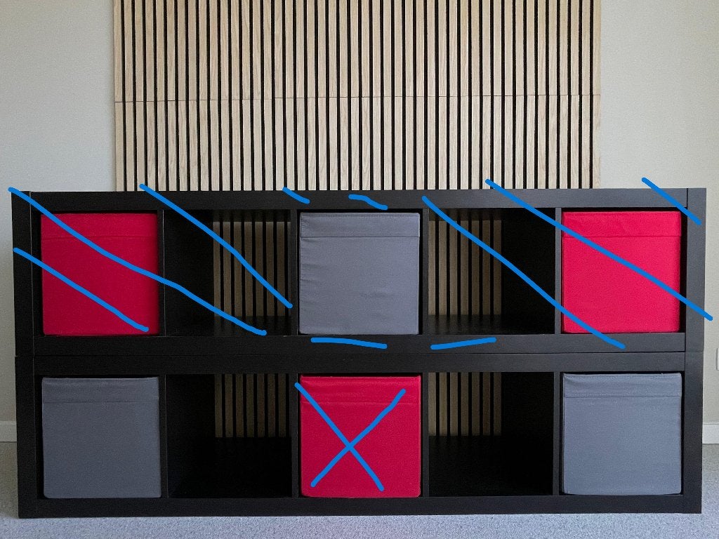 1 x IKEA KALLAX kasten Zwartbruin (1x5) + 3 DRÖNA bakken, Ophalen, Gebruikt, 150 tot 200 cm, Minder dan 100 cm