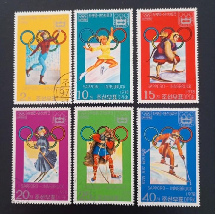 Lot van 6 CTO-postzegels uit Korea-Innsbruck, Verzenden