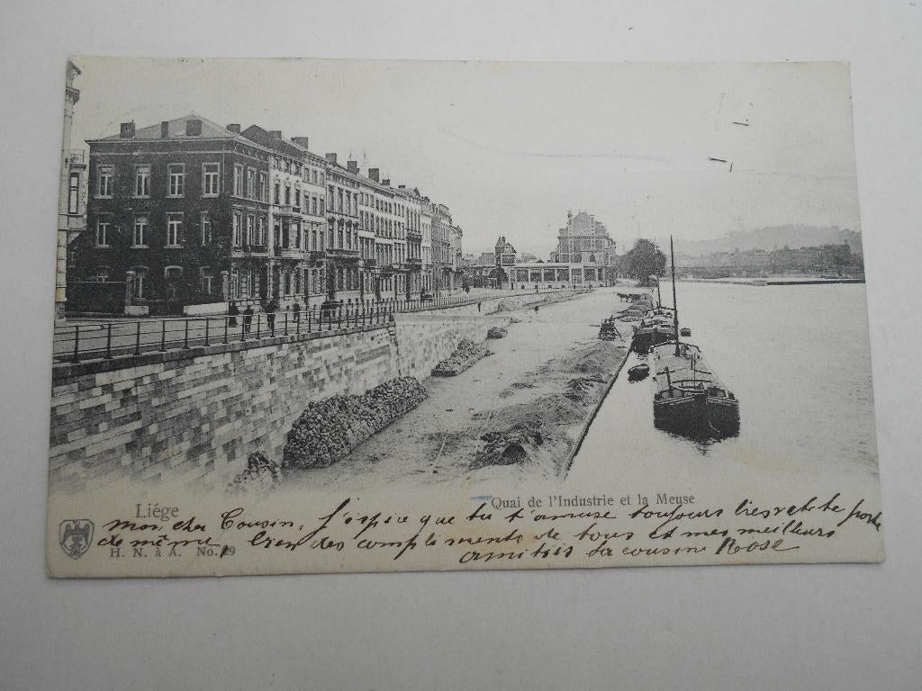 ancienne carte postale Liège Quai de l'industrie et la Meuse, Enlèvement ou Envoi, Avant 1920, Affranchie, Liège
