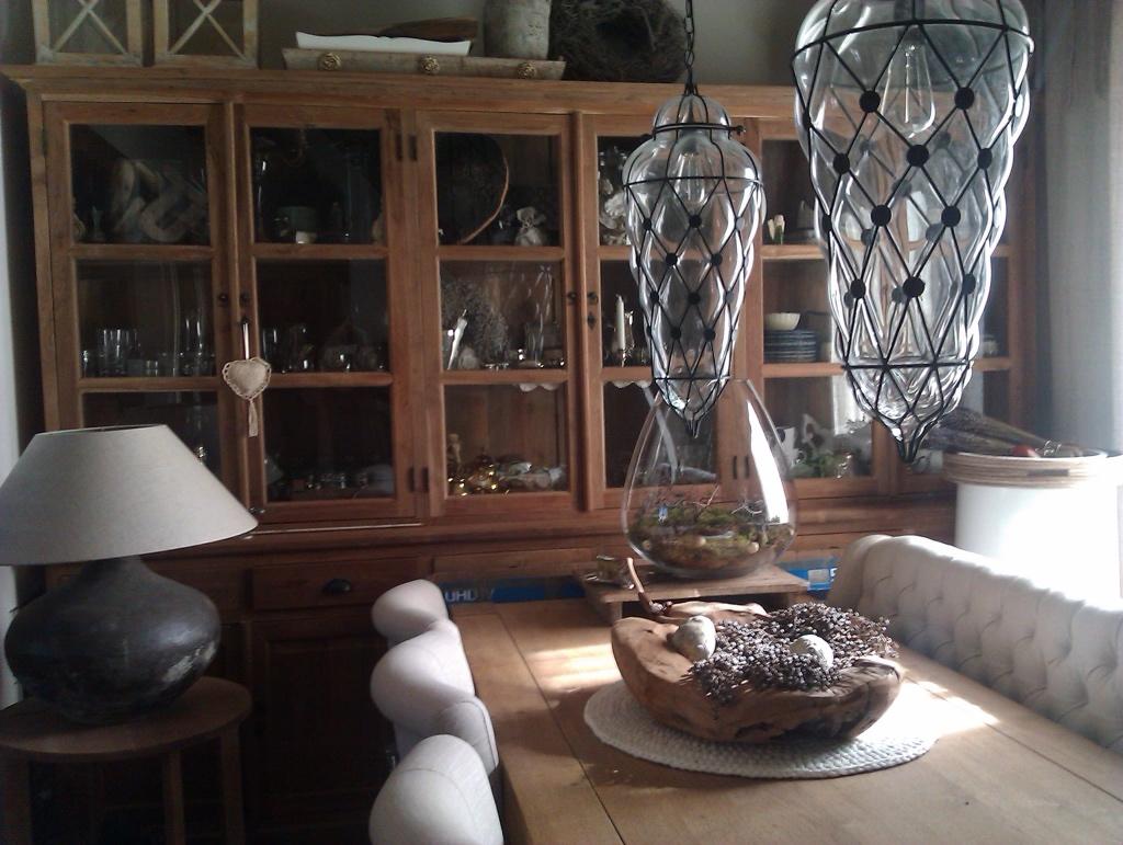 Grote Venetiaanse glazen hanglantaarn hanglamp, 75 cm ou plus, Comme neuf, Verre, Enlèvement