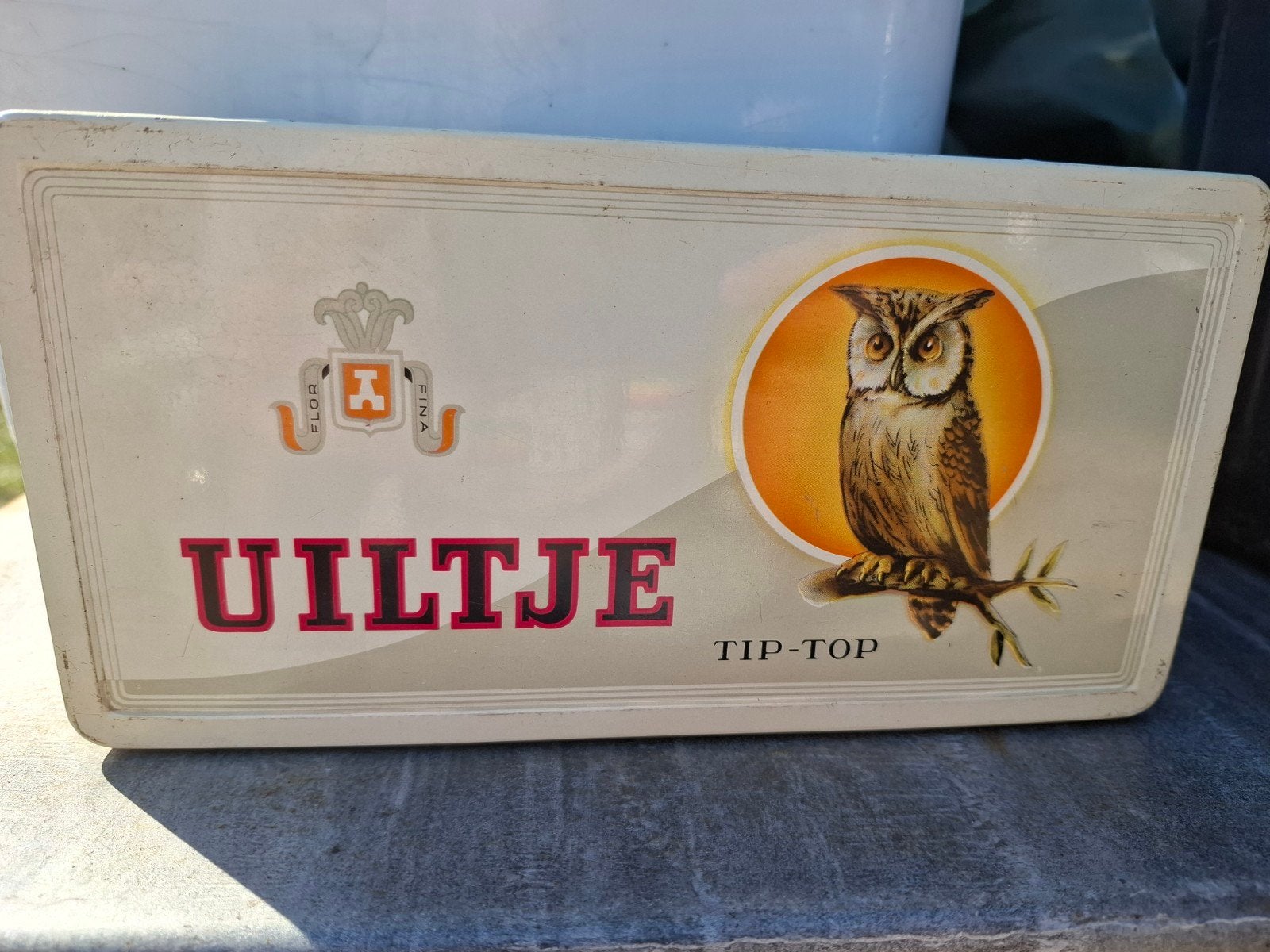 antiek blik uiltje, Ophalen of Verzenden