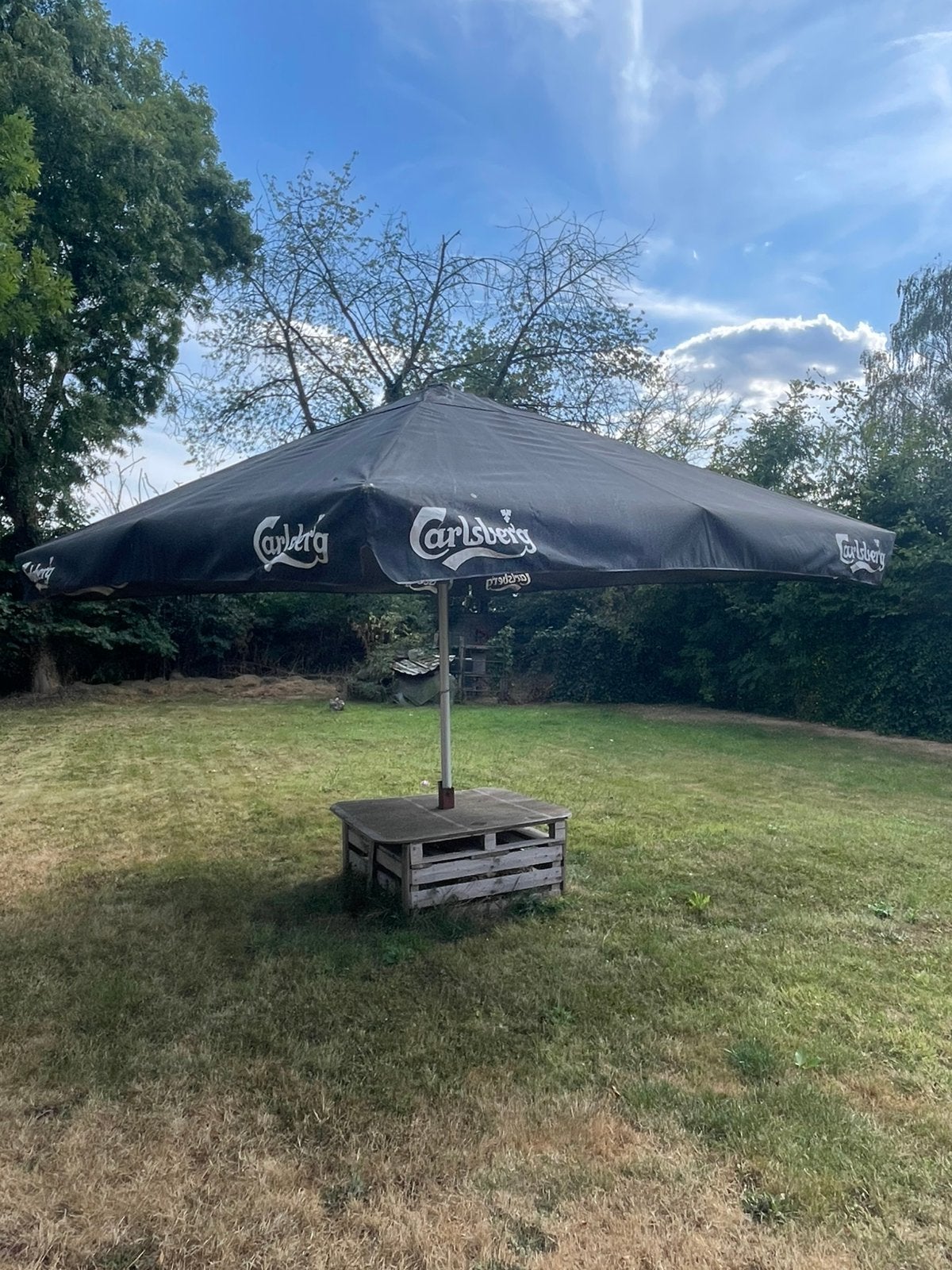 Parasol Carlsberg 4x4m, Enlèvement, Utilisé, 3 à 4 mètres