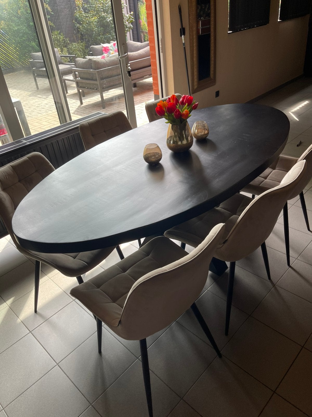 Mangohouten eettafel 200x100cm, Ophalen, Zo goed als nieuw