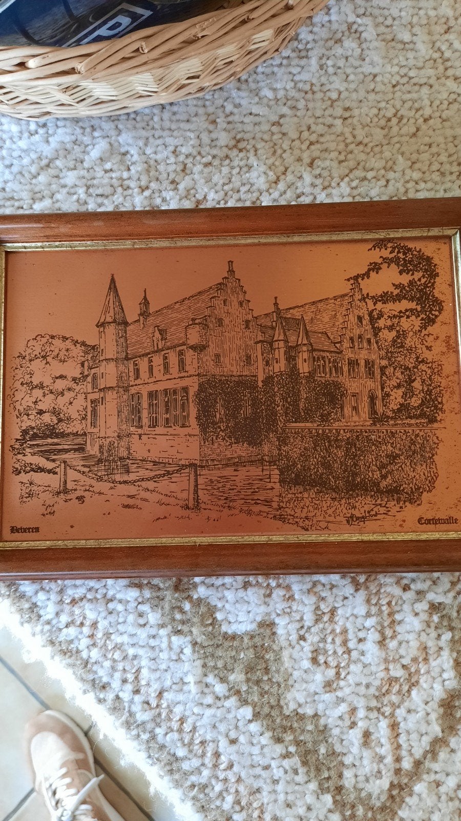 TEKENING OP KOPER..KASTEEL CORTEWALLE BEVEREN WAAS, Antiek en Kunst, Ophalen of Verzenden, Tekening