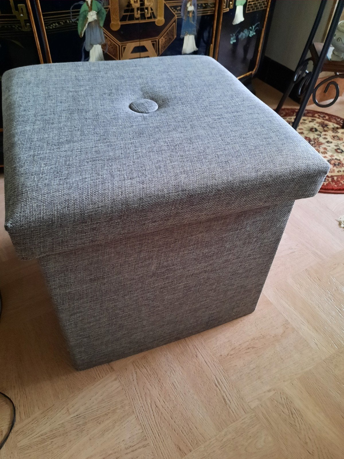 Nieuwe beige opvouwbare poef met opbergruimte, Huis en Inrichting, Ophalen
