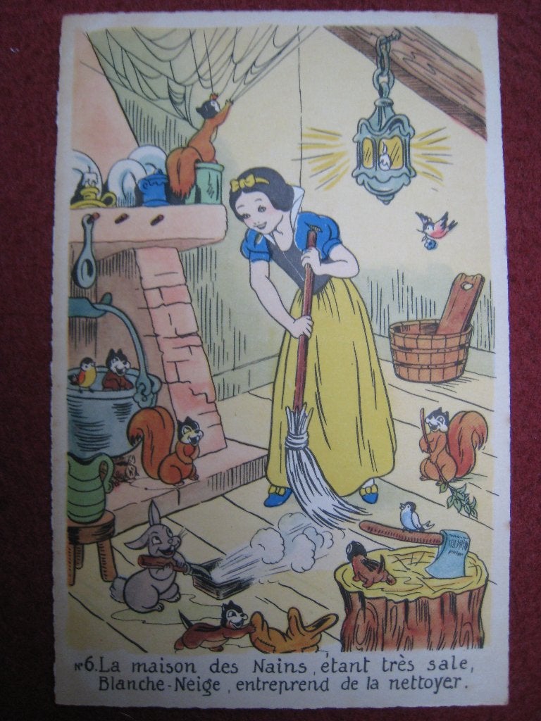 Walt Disney Blanche-Neige CP Seven Dwarfs 1945 numéro 6, Envoi, Blanche-Neige ou Belle au Bois Dormant, Utilisé, Image ou Affiche
