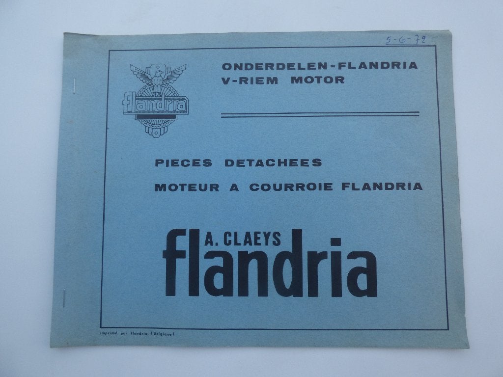 LISTE DES PIÈCES DU MOTEUR À COURROIE TRAPÉZOÏDALE FLANDRIA, Enlèvement ou Envoi, Utilisé