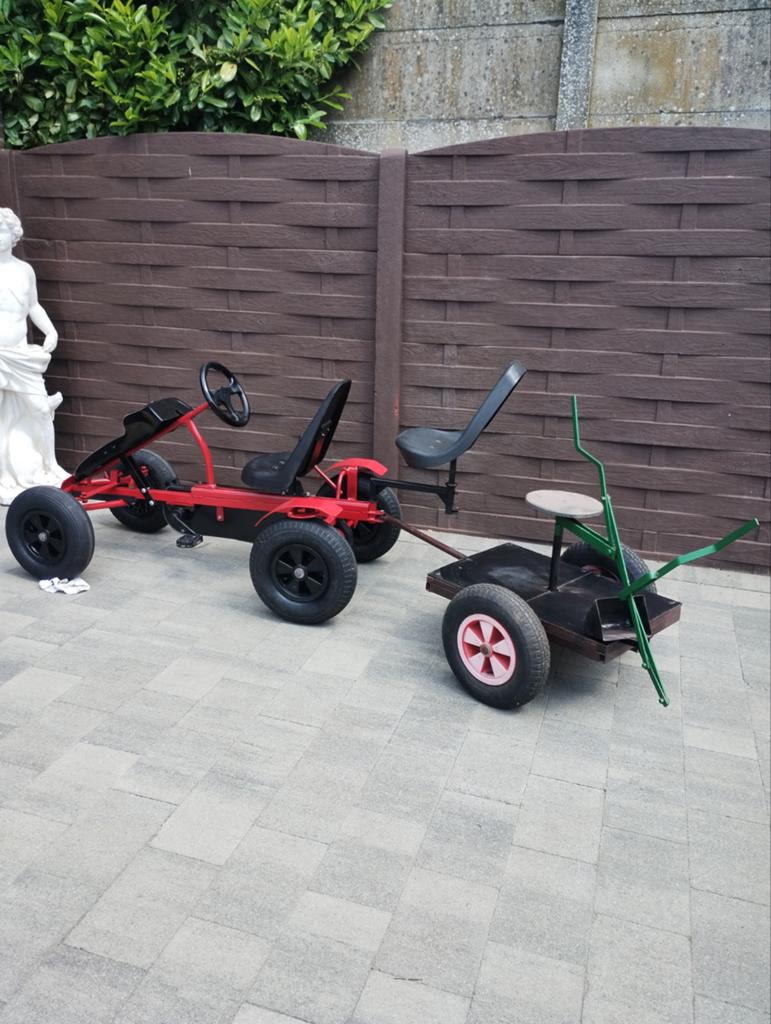 Mammoet gocart met duo zit en graaf machine zie foto's, Kinderen en Baby's, Speelgoed | Buiten | Skelters, Ophalen, Gebruikt, Mammoet