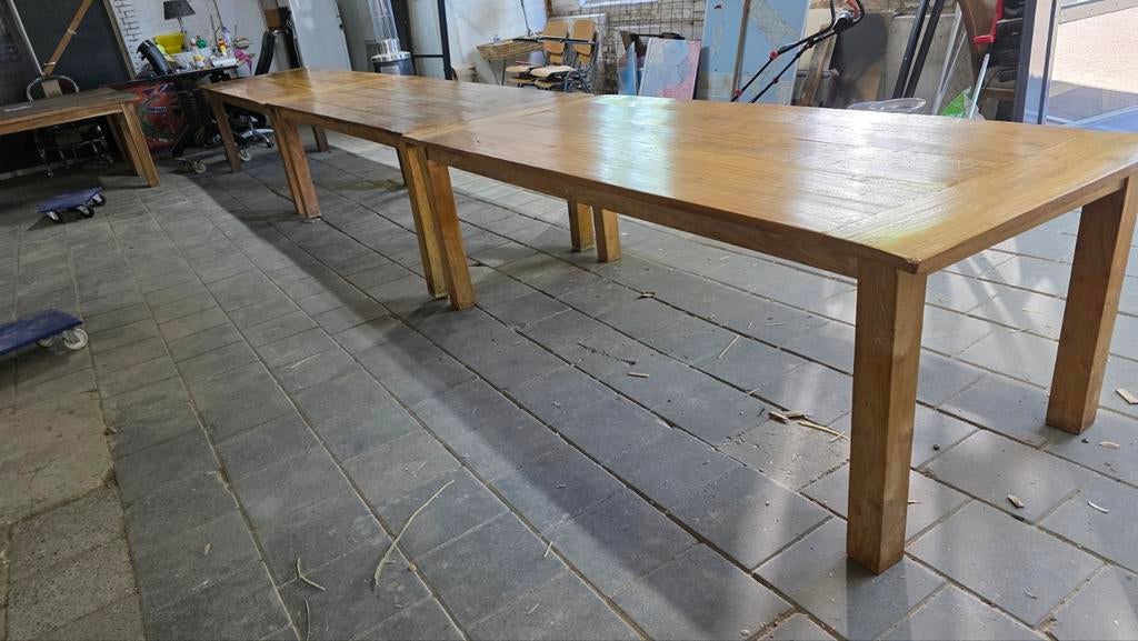 720 cm lang bourgondisch tafelen 3 x 240 cm boerentafel, Huis en Inrichting, Tafels | Eettafels, Verzenden, Gebruikt, Teakhout