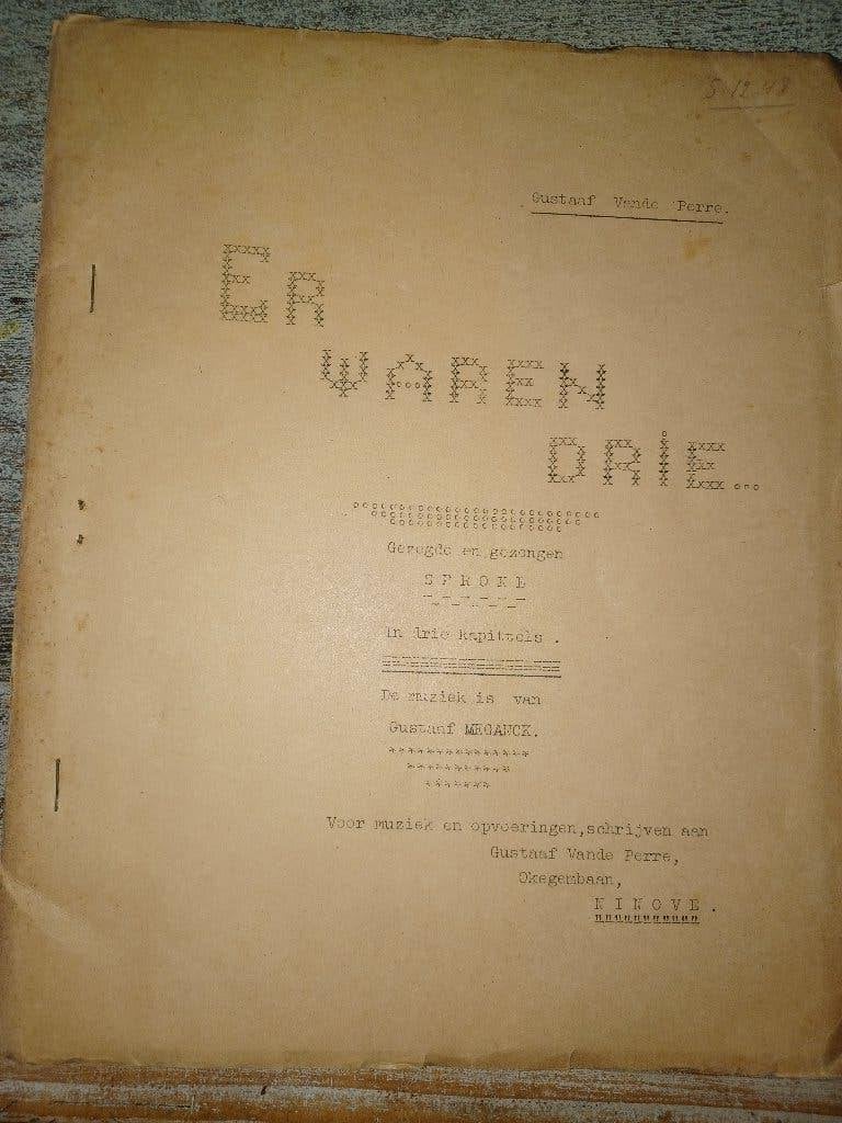 ninove 1936 gustaaf van de perre toneel 'er waren drie ', Enlèvement ou Envoi, 20e siècle ou après, Utilisé