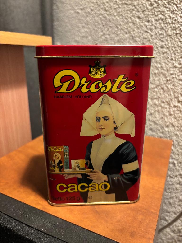 Droste cacao blik afm. 8,5 x 13,5 x 5,5 cm, Verzamelen, Blikken, Ophalen of Verzenden, Gebruikt, Overige, Droste