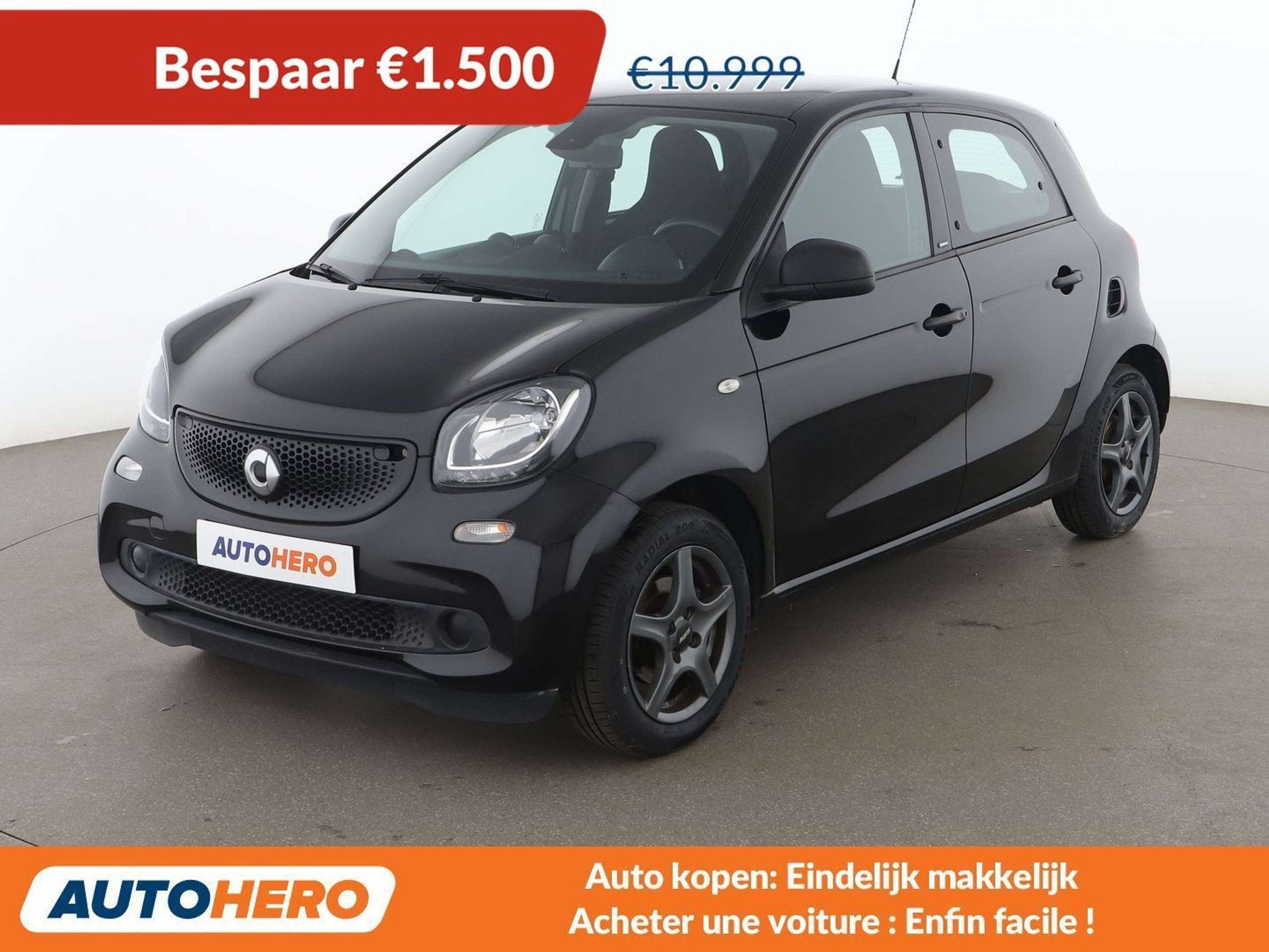 Smart Forfour 0.9 Turbo Basis passion (bj 2017, automaat), Auto's, Gebruikt, Overige brandstoffen, Zwart, 66 kW