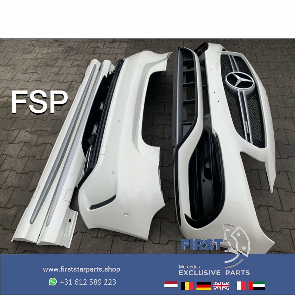 W176 FACELIFT A45 AMG VOORBUMPER + ACHTERBUMPER + ZIJSKIRTS, Gebruikt, -, Ophalen of Verzenden, Bumper