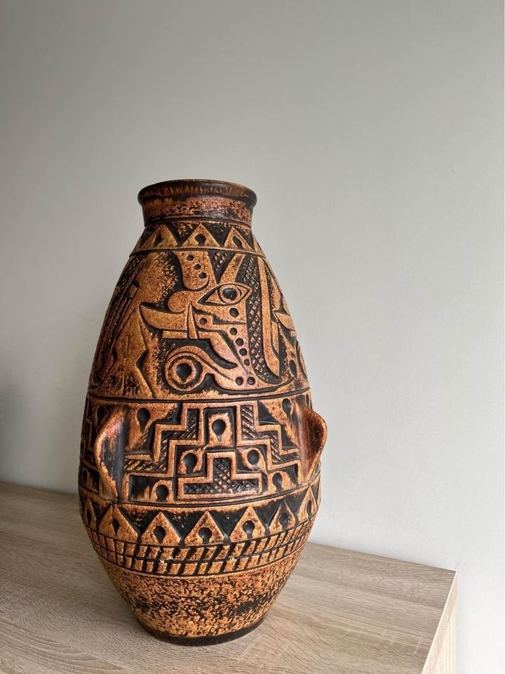 Vase de sol Jasba Keramik Aztek N312 11 5 60-70, Antiquités & Art, Enlèvement