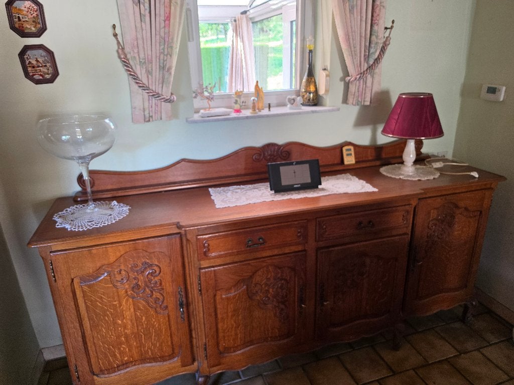 Complete vintage eiken eetkamer Louis XV, Huis en Inrichting, Complete eetkamers, Ophalen, Gebruikt, Louis XV, 6 tot 8 stoelen