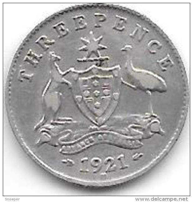 australia 3 pence 1921 M km 24 vf+ catalog val 20,00$, Timbres & Monnaies, Monnaies | Amérique, Envoi, Amérique du Sud, Monnaie en vrac