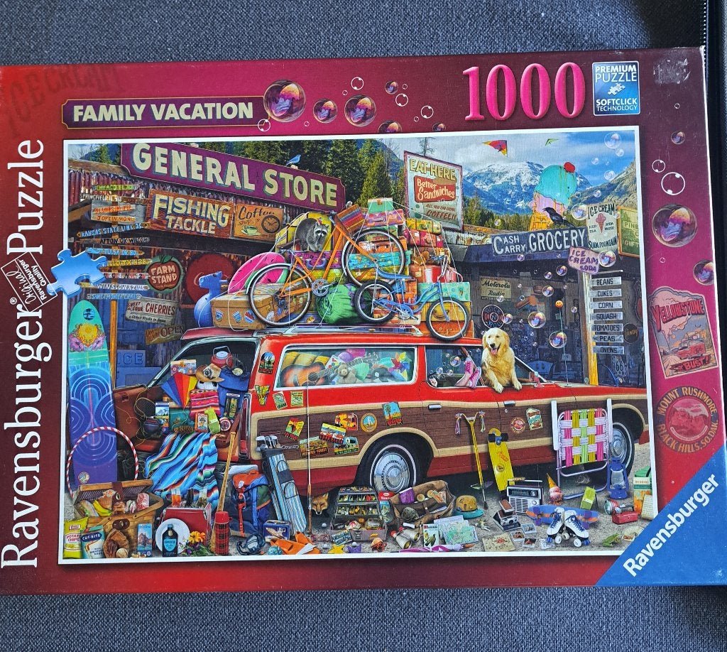 Puzzel- Ravensburger - 1000 stukjes - Family Vacation, Ophalen of Verzenden, 500 t/m 1500 stukjes, Gebruikt, Legpuzzel