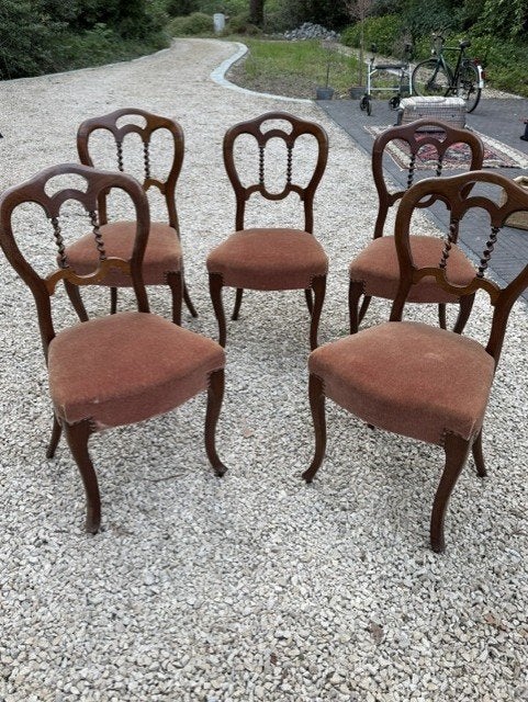Stoelen Biedermeier rood fluweel, Antiek en Kunst, Ophalen