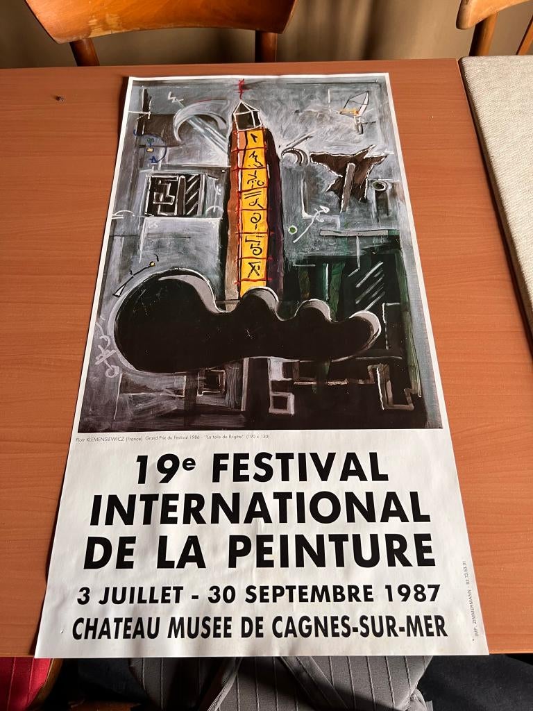 Affiche du 19e festival international de la peinture *1987, Rectangulaire vertical, Utilisé, Affiche ou Poster pour porte ou plus grand