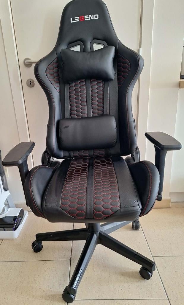Chaise gaming similicuir noir/rouge, Chaise de bureau de gaming, Comme neuf, Enlèvement, Chaise de bureau
